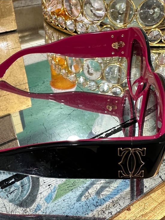 Cartier Black Aviator Sunglasses with Metallic Detailing